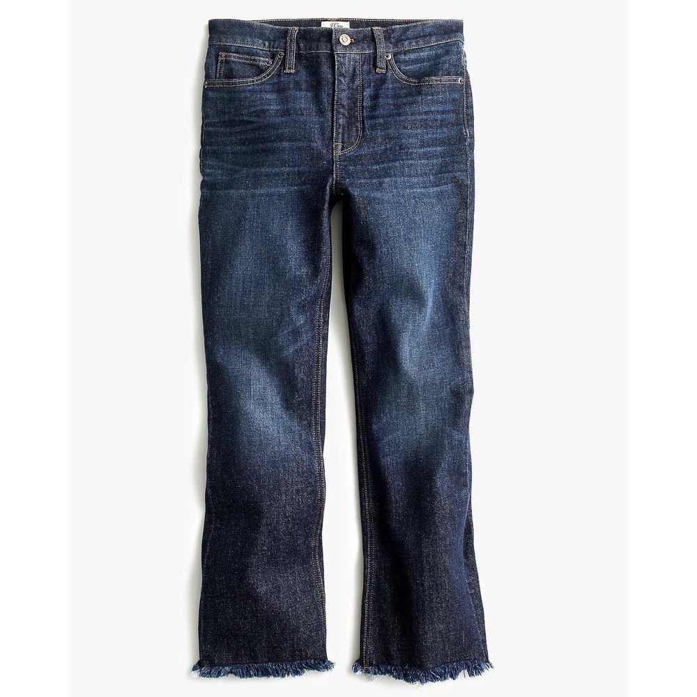 J.Crew Boot Crop Jeans High Rise Raw Hem Medium Wash Denim 28 Tall